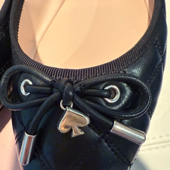 Kate Spade Pauline Black Patent Quilted Leather Flats 8.5 New - Picture 6 of 9